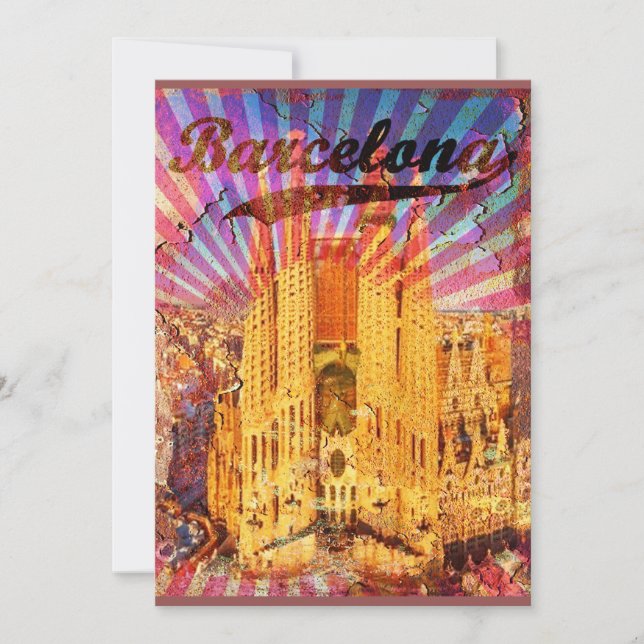 Barcelona, Spain, Vintage poster Inbjudningar (Framsida)