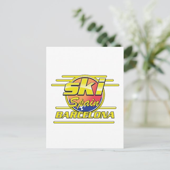 Barcelona Spanien att åka skidor logotyp Vykort (Stående Fram)