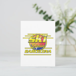Barcelona Spanien att åka skidor logotyp Vykort