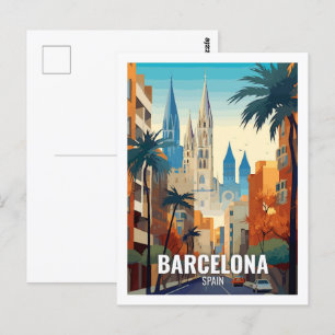 Barcelona Spanien Berömda Reseställen Vykort