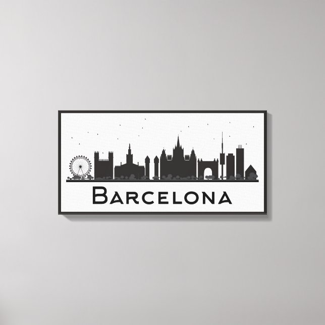 Barcelona, Spanien | Black & White City Skyline Canvastryck (Framsida)