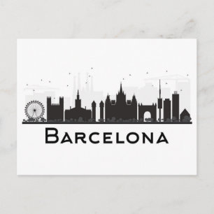Barcelona, Spanien Black & White City Skyline Vykort