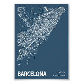 Barcelona - Spanien Blueprint City Karta Fototryck