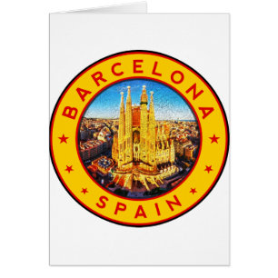 Barcelona, Spanien, cirkel, gult Hälsningskort