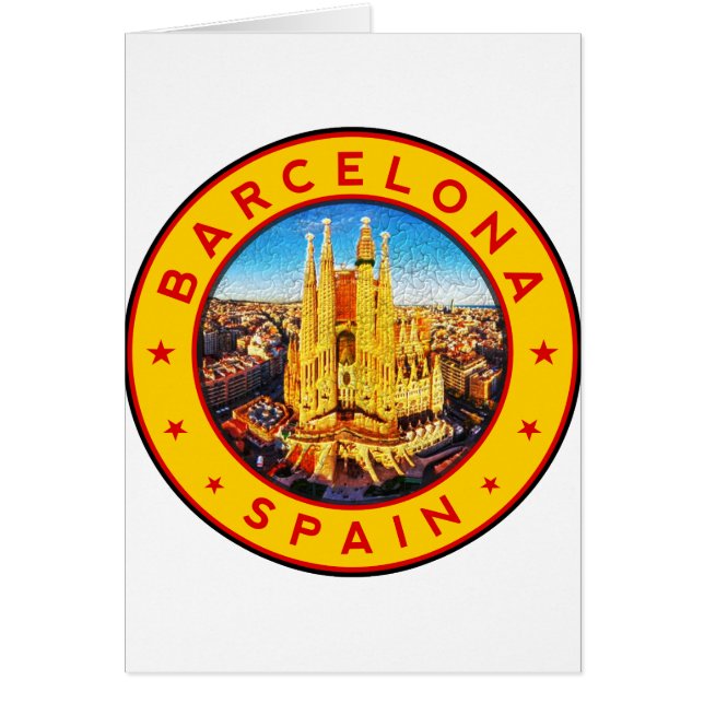 Barcelona, Spanien, cirkel, gult Hälsningskort (Framsidan)
