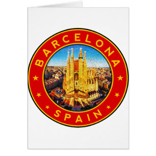 Barcelona, Spanien, cirkel, röd Hälsningskort