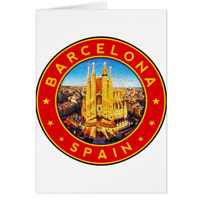 Barcelona, Spanien, cirkel, röd Hälsningskort (Framsidan)