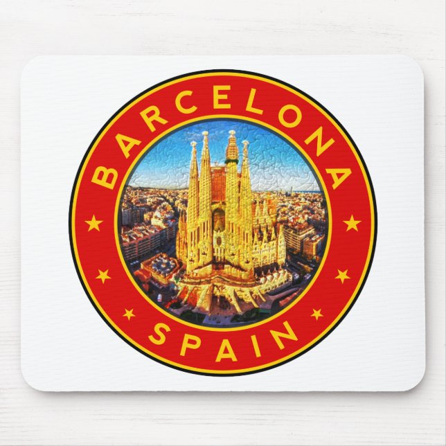 Barcelona, Spanien, cirkel, röd Musmatta (Framsidan)