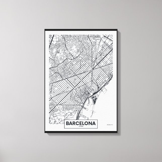 Barcelona, Spanien | City Karta Canvastryck (Framsida)