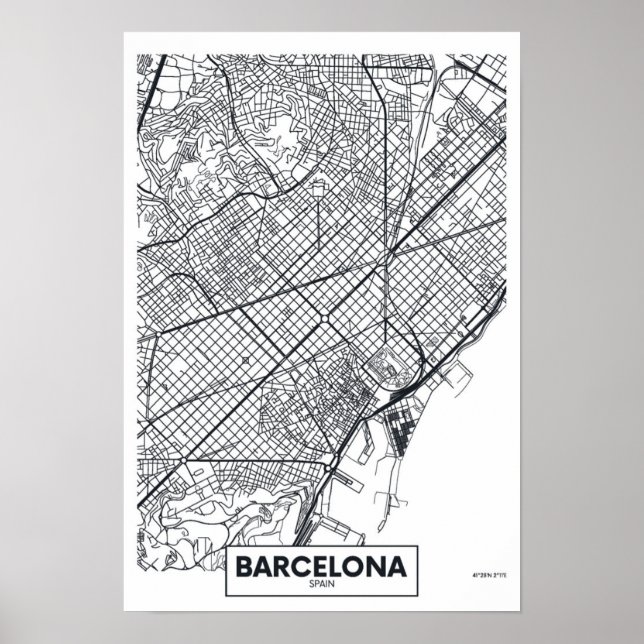 Barcelona, Spanien | City Karta Poster (Framsidan)