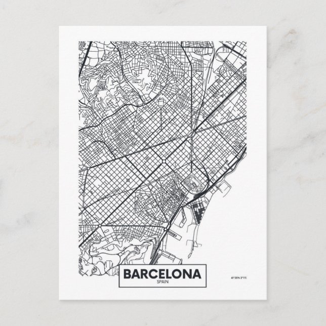 Barcelona, Spanien | City Karta Vykort (Framsida)