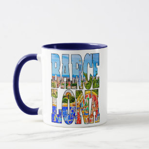 Barcelona Spanien Europa färgrik fototypografi Mugg