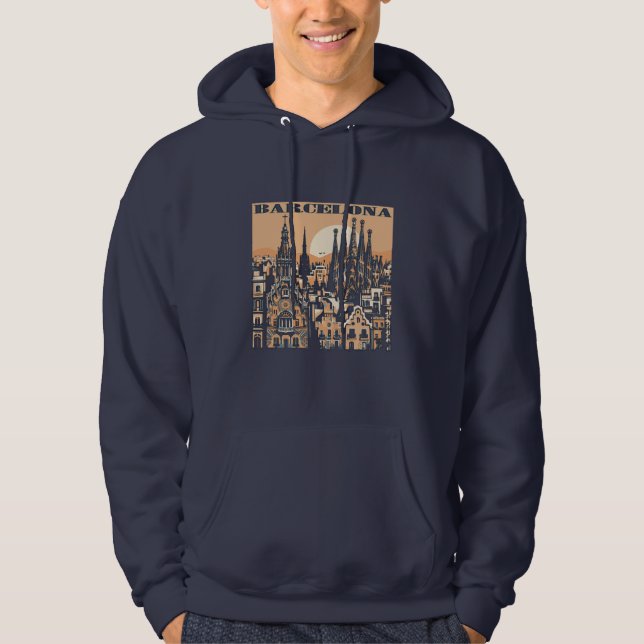 Barcelona Spanien Europa Hoodie (Framsida)