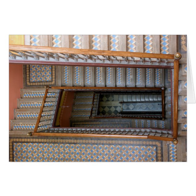 Barcelona, Spanien - färgat Tile Stairway-kort Hälsningskort (Framsidan Horizontal)