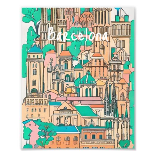 Barcelona Spanien Fototryck (Framsidan)