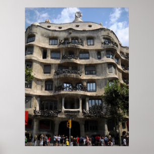 Barcelona Spanien Gaudi Byggnad Poster