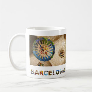 Barcelona Spanien Gaudi parkerar det Guell fotoet Kaffemugg