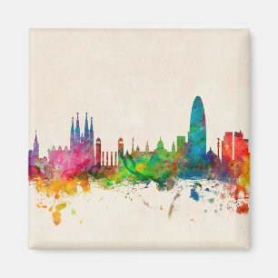 Barcelona Spanien horisont Magnet