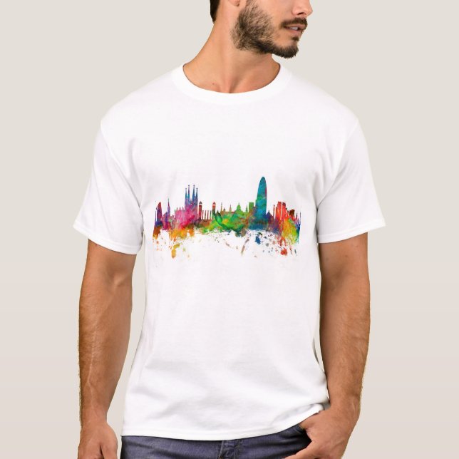 Barcelona Spanien horisont Tee Shirt (Framsida)