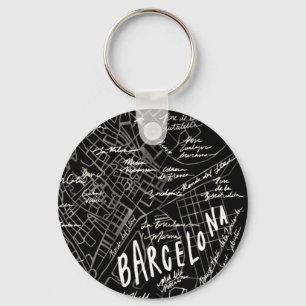 Barcelona Spanien karta Keychain Nyckelring