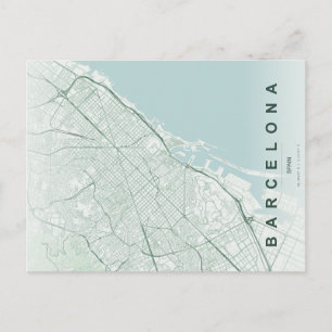Barcelona Spanien Karta Minimalistiskt vykort