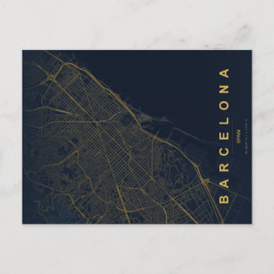 Barcelona Spanien Karta Minimalistiskt vykort