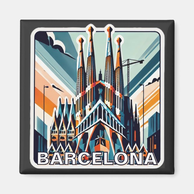 Barcelona Spanien La Sagrada Familia Magnet (Framsidan)