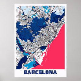 Barcelona - Spanien MilkTea City Karta Poster