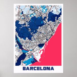 Barcelona - Spanien MilkTea City Karta Poster