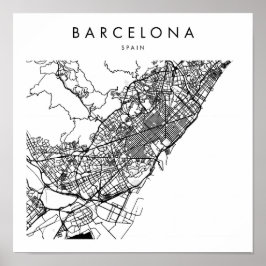 Barcelona Spanien - minimalt Modern Street Karta Poster