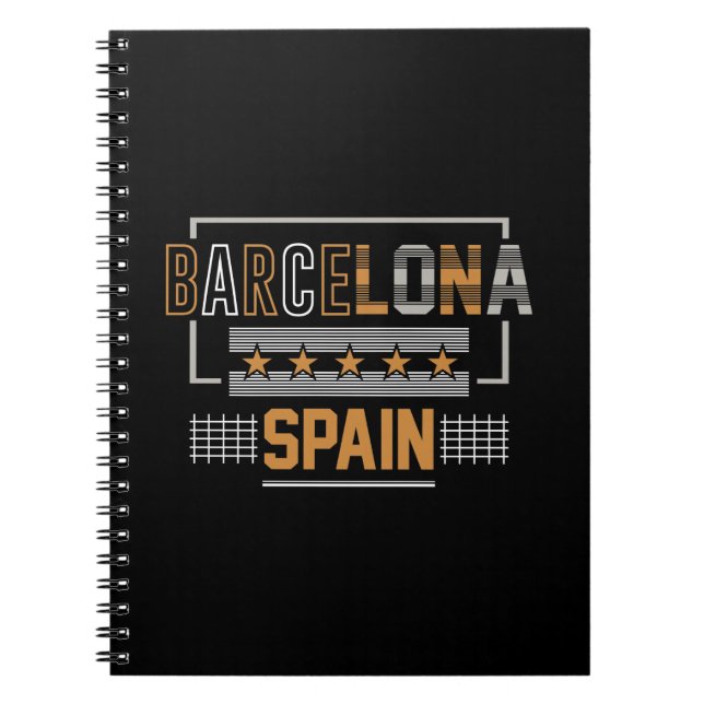 Barcelona Spanien Modern Typografi Resa Design Anteckningsbok (Framsidan)
