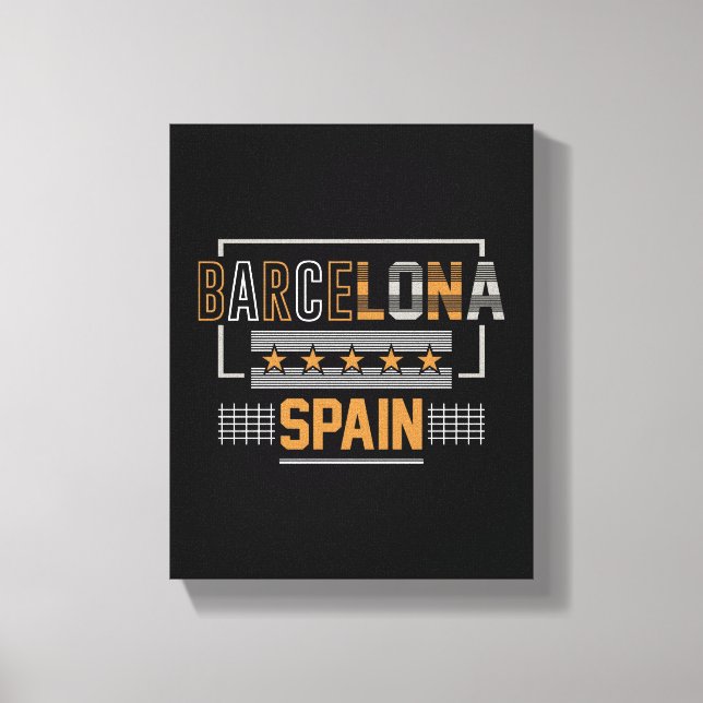 Barcelona Spanien Modern Typografi Resa Design Canvastryck (Framsida)