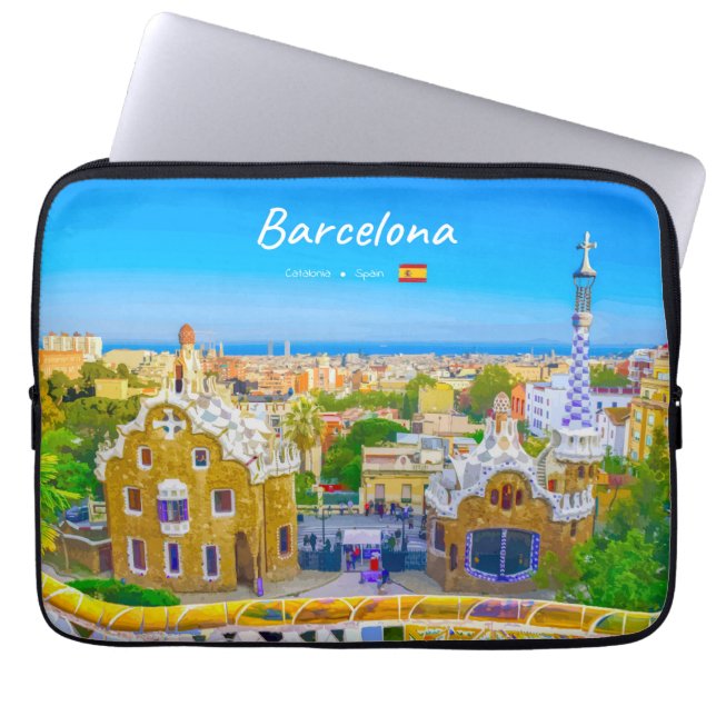 Barcelona, Spanien - Park Guell Gaudi Mosaic Laptop Fodral (Framsidan)