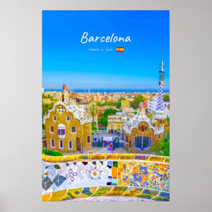 Barcelona, Spanien - Park Guell Gaudi Mosaic Poster