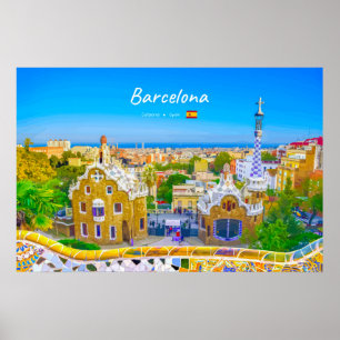 Barcelona, Spanien - Park Guell Gaudi Mosaic Poster