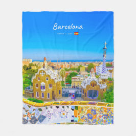 Barcelona, Spanien - Park Guell Gaudi Mosaik Fleecefilt