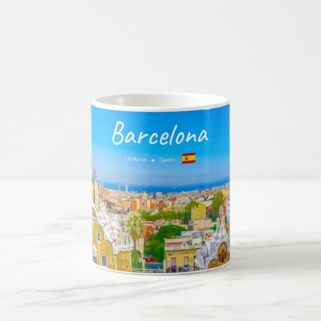 Barcelona, Spanien - Park Guell Gaudi Mosaik Kaffemugg (Center)