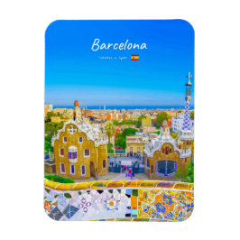 Barcelona, Spanien - Park Guell Gaudi Mosaik Runda Magnet