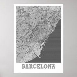 Barcelona - Spanien Pencil City Karta Poster