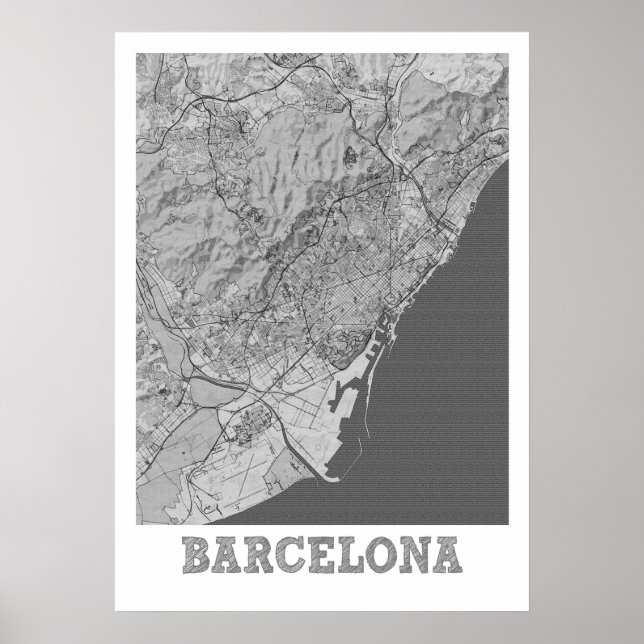Barcelona - Spanien Pencil City Karta Poster (Framsidan)