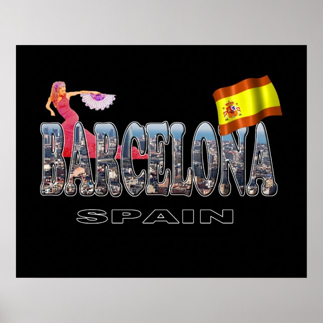 Barcelona Spanien Poster (Framsidan)