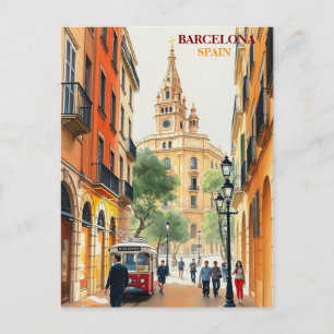 barcelona spanien Resa Konst Vintage Vykort