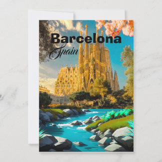Barcelona Spanien Resa Postkort Konst, Spanien Res Inbjudningar