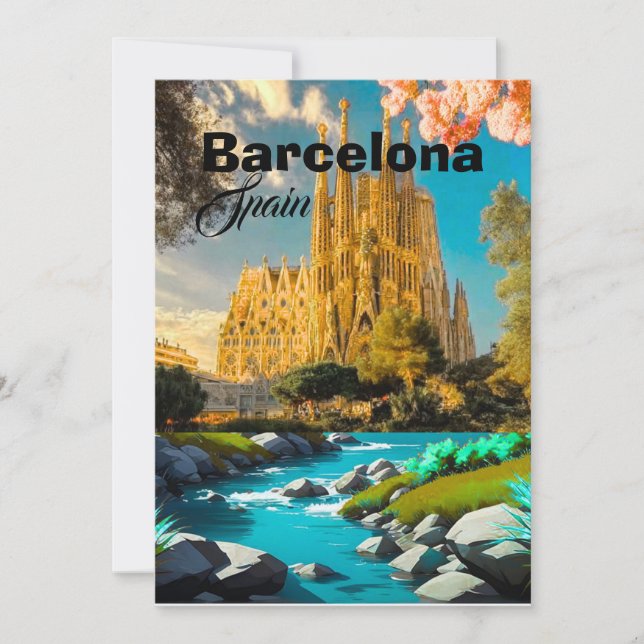 Barcelona Spanien Resa Postkort Konst, Spanien Res Inbjudningar (Framsida)