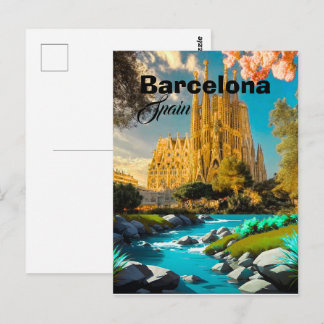 Barcelona Spanien Resa Postkort Konst, Spanien Res Vykort