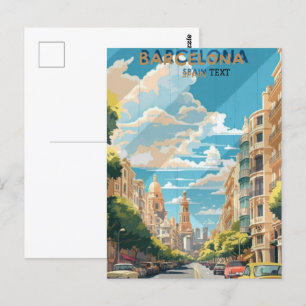Barcelona Spanien Resa Resa Affisch Design Vykort