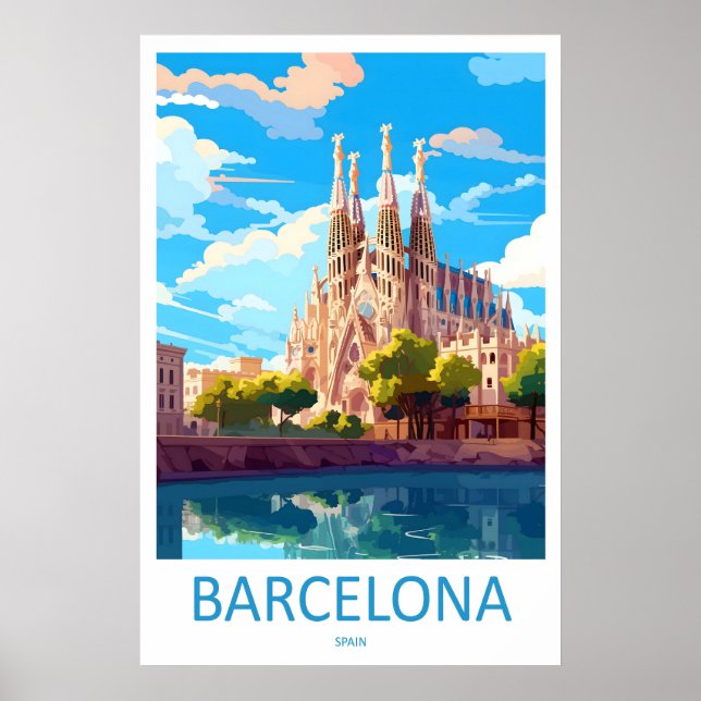 Barcelona Spanien Resaaffisch 3 Poster (Framsidan)