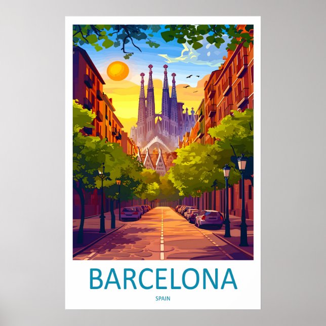 Barcelona Spanien Resaaffisch 4 Poster (Framsidan)