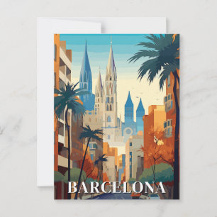 Barcelona, Spanien Retro Resa Vykort