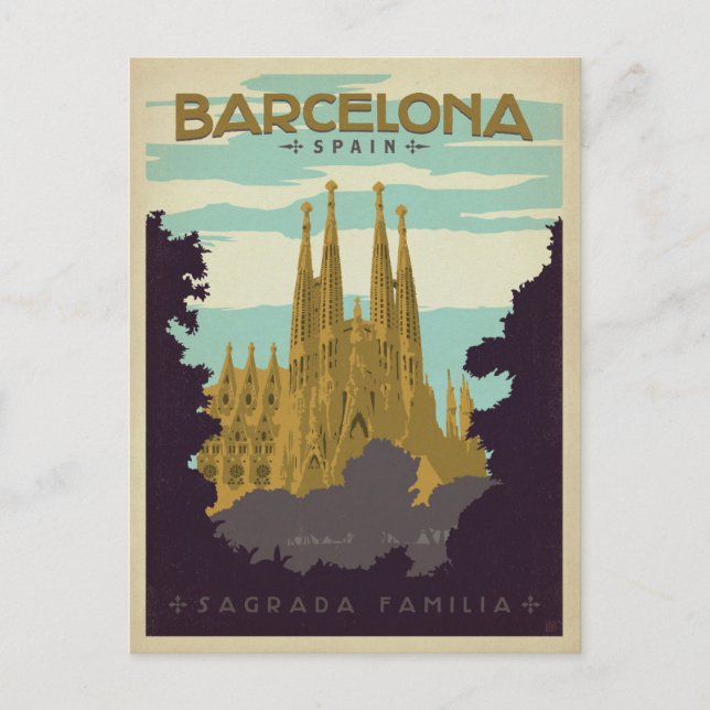 Barcelona, Spanien - Sagrada Familia Vykort (Framsida)